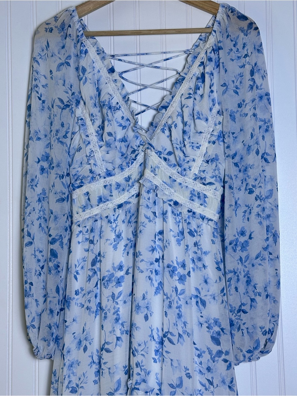 Altar'd State Billy Patchwork Floral Maxi Dress L Romantic Chiffon Boho - Picture 4 of 12